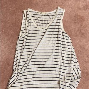 A white striped high low shirt